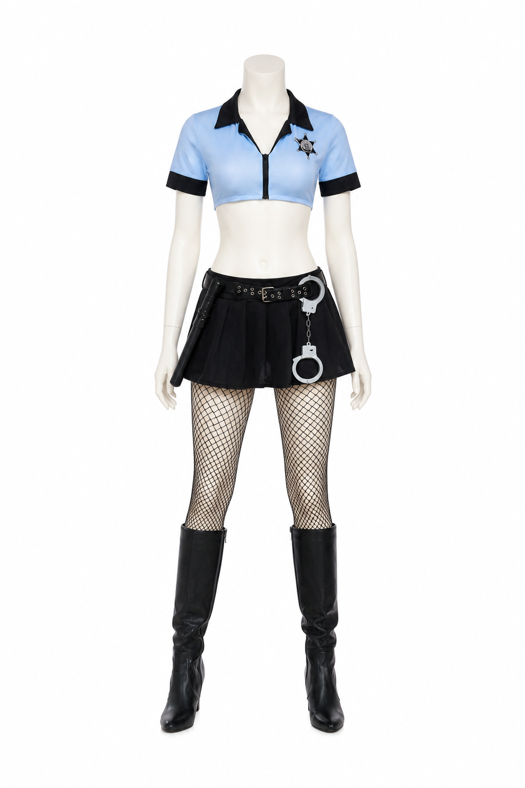Police Costume with Short Blouse and Skirt back view