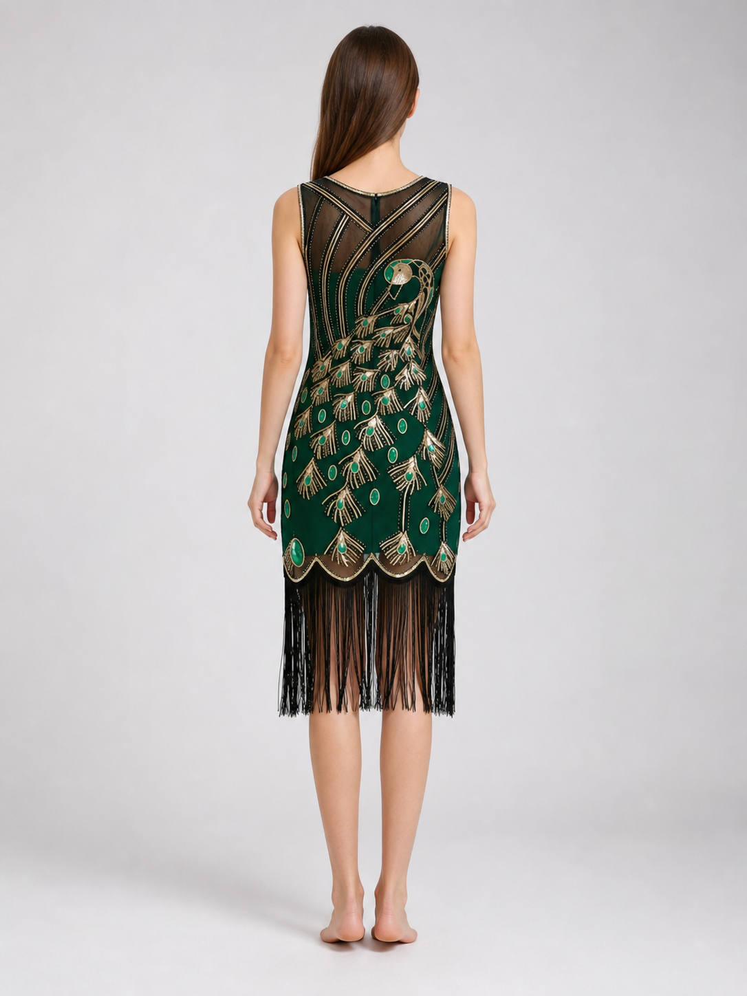 Gatsby-Style Peacock and Fringe Dress