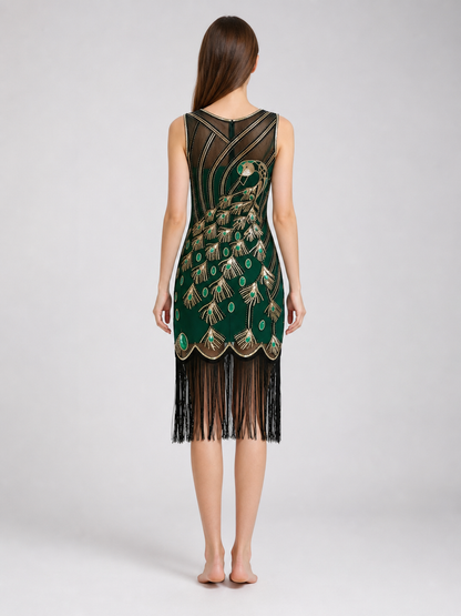 Gatsby-Style Peacock and Fringe Dress