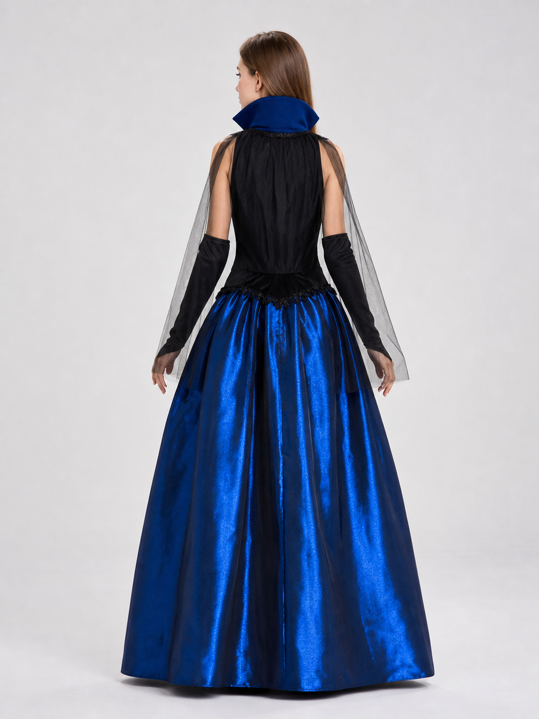 Gothic Costume Dress with Cape and Gloves