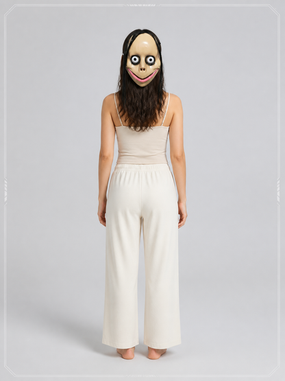 Halloween Mask with Long Black Hair for Cosplay back view