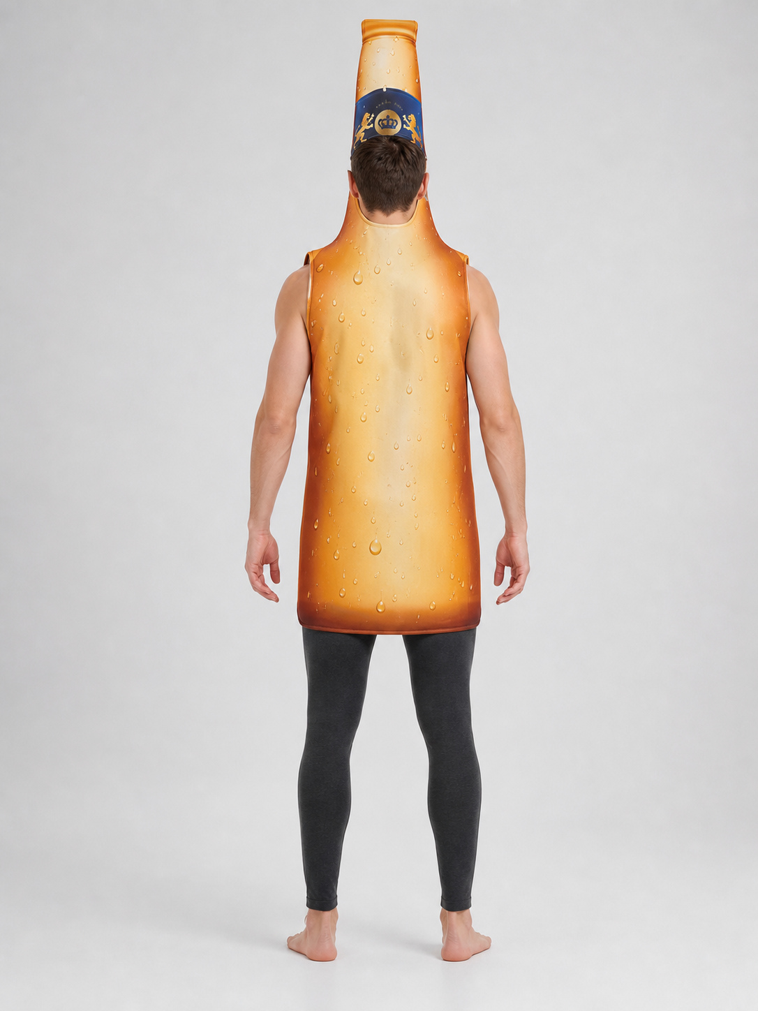 Beer bottle costume for themed celebrations and parties