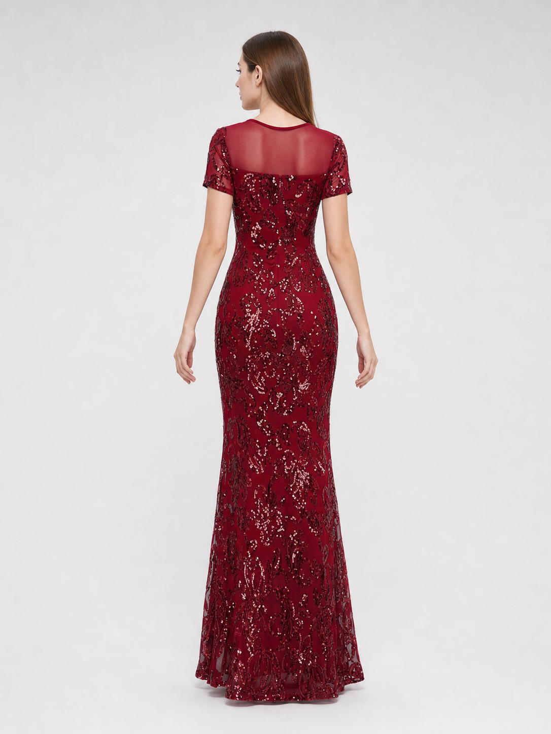 Long Evening Dress with Sequins and Beading