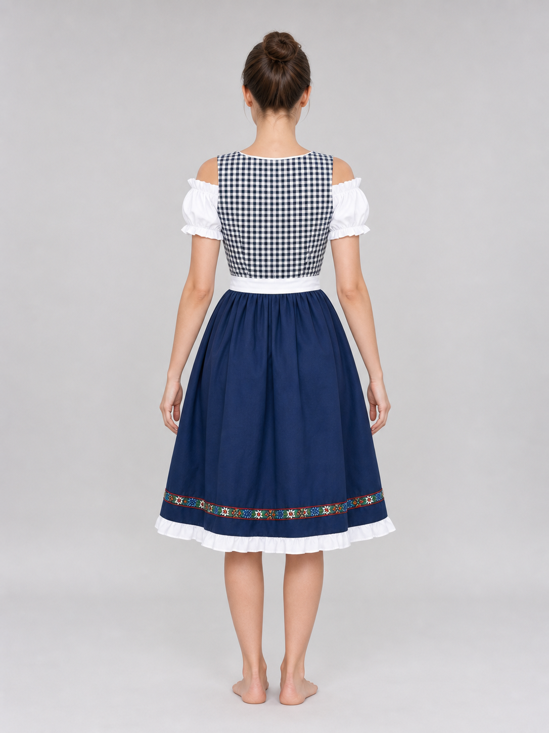 Plaid Bavarian Dress with Bonnet