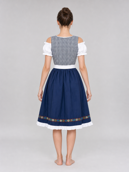 Plaid Bavarian Dress with Bonnet
