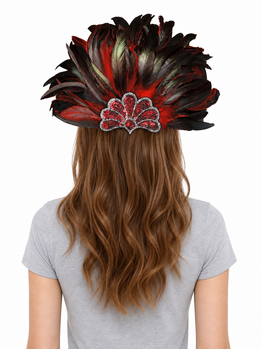 Red Feather Carnival Headpiece
