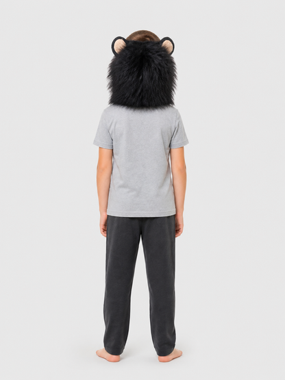 Black Lion Mane Carnival Hat for Pets back view
