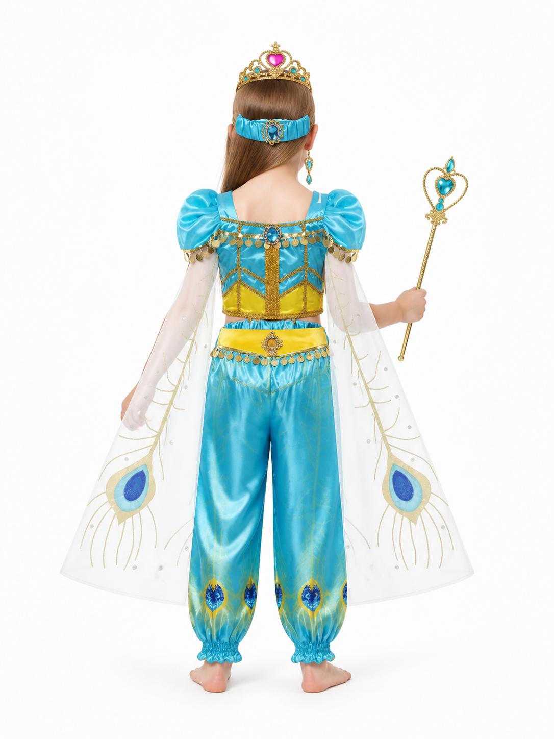 Princess Jasmine Costume with Cape and Crown back view