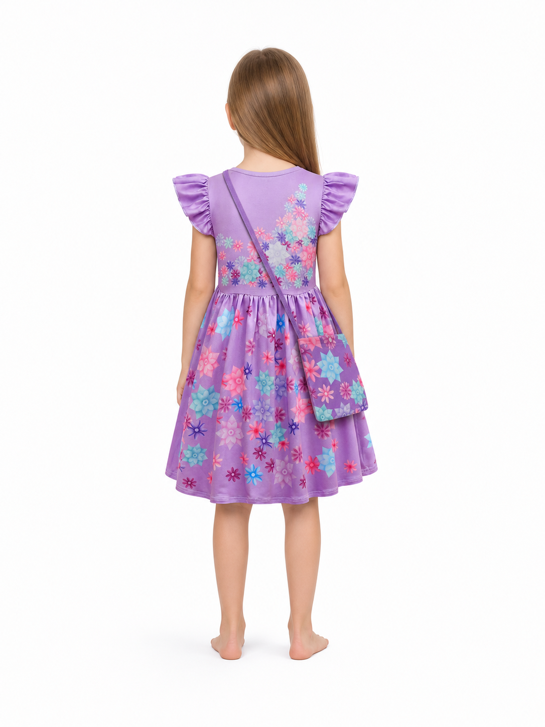 Floral Print Carnival Dress with Handbag back view