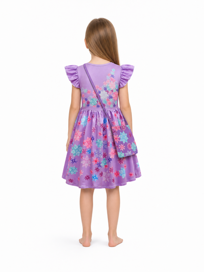 Floral Print Carnival Dress with Handbag back view