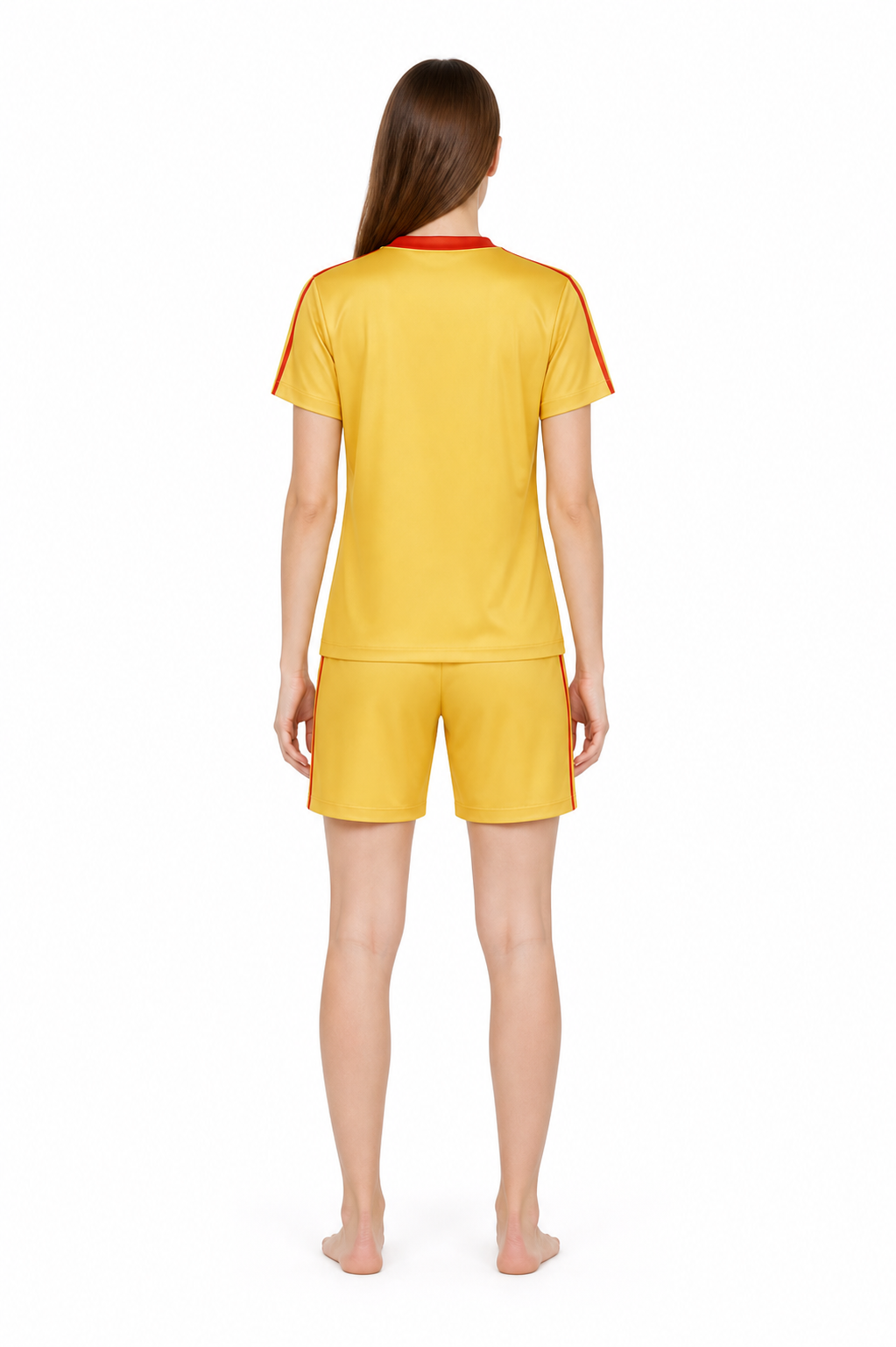 Sports Set: T-Shirt and Shorts, Red Trim back view