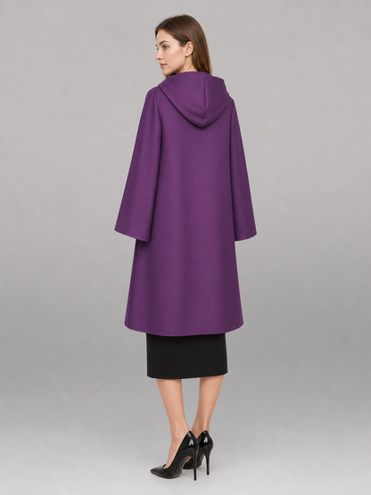 Purple hooded costume cloak with zipper