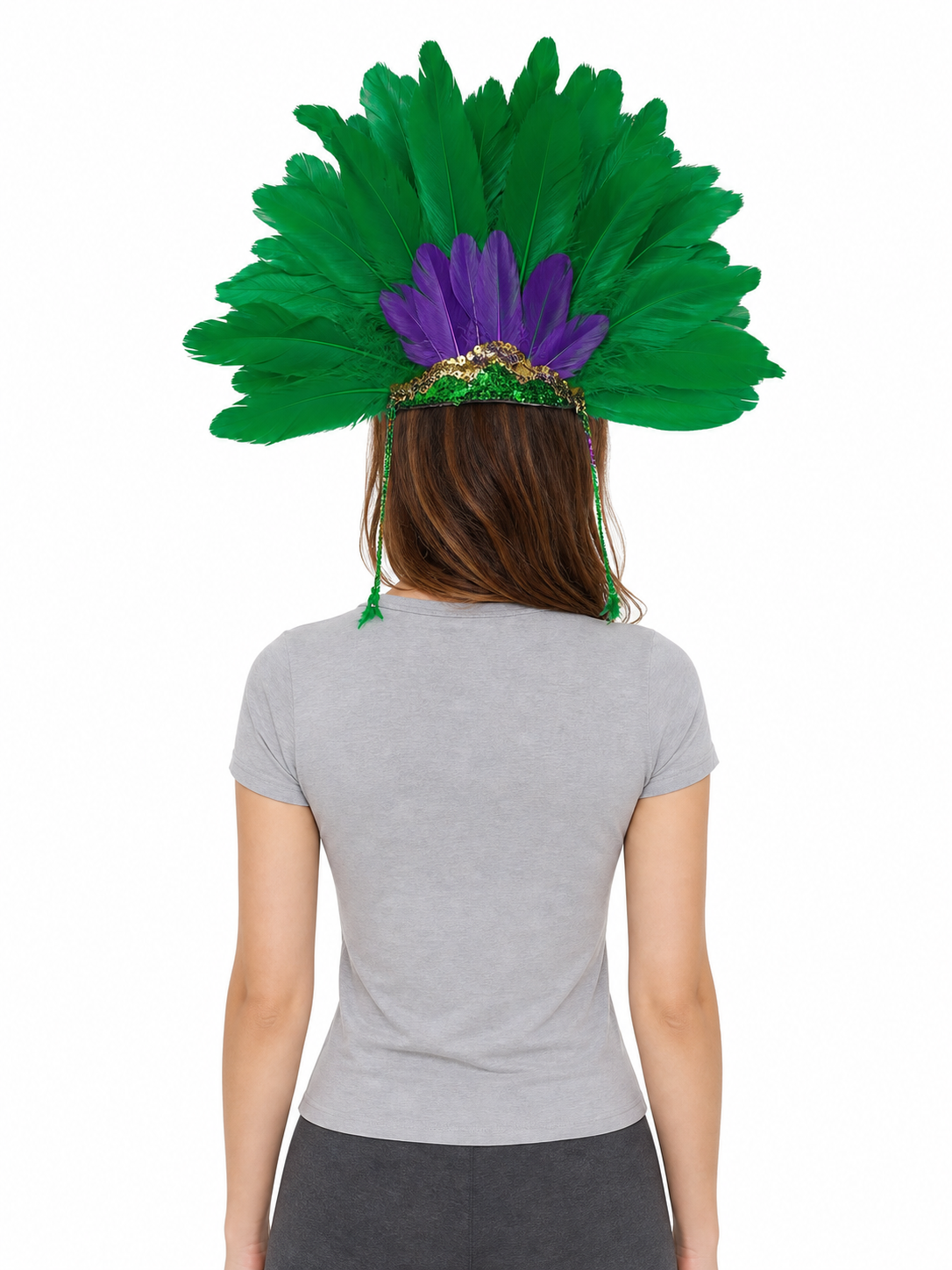 Mask with Green Feathers and Purple Details