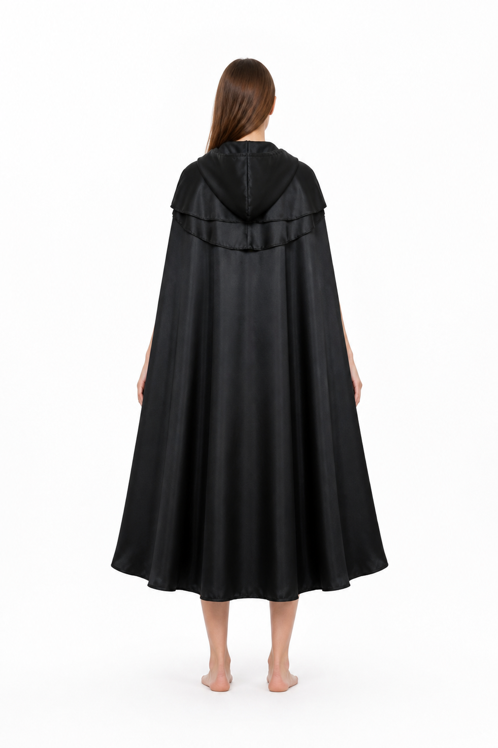 Hooded Cape with Necklace, Black