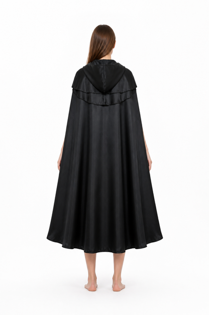 Hooded Cape with Necklace, Black
