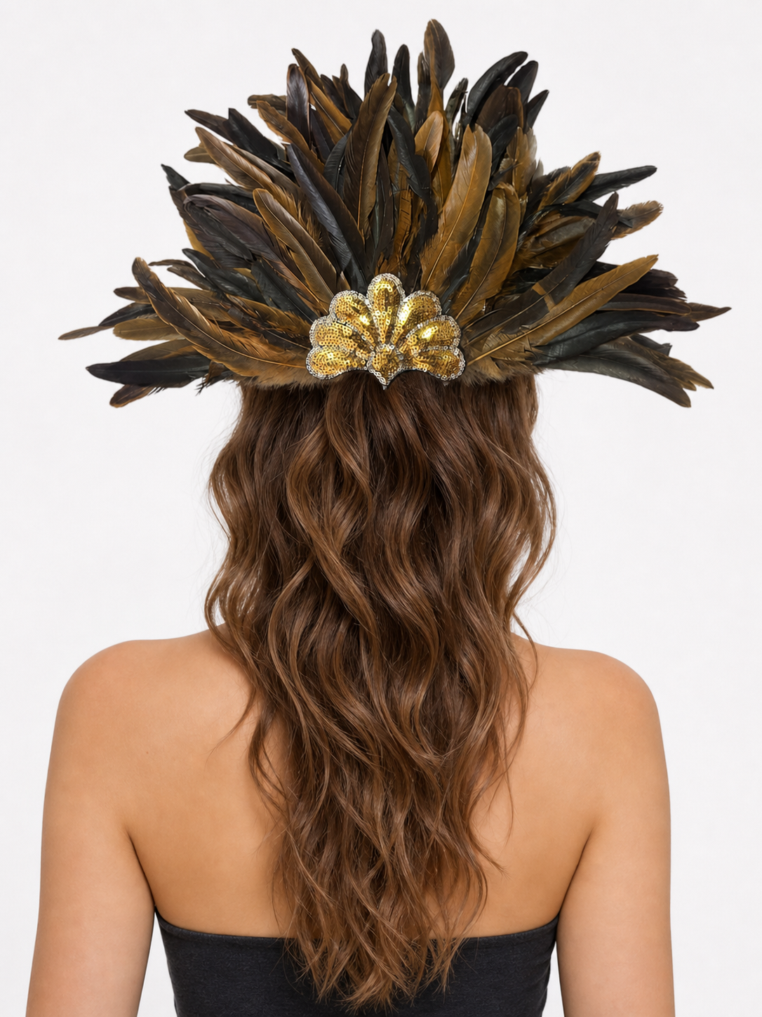 Sequined Feather Headpiece for Masquerade
