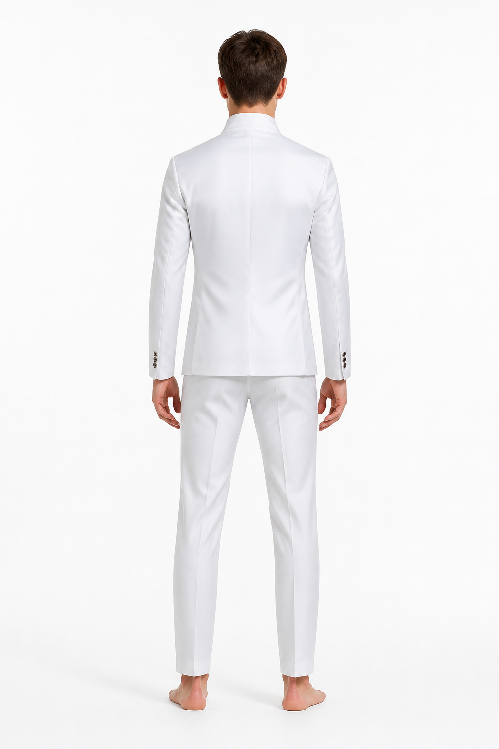 Fitted White Stand-Collar Blazer back view