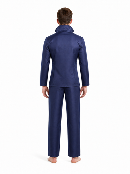 Anime Character Costume, Dark Navy with Gold Buttons back view