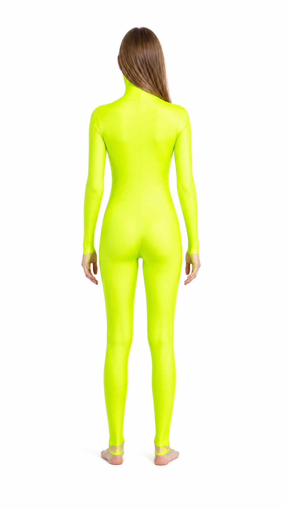 Neon Hooded Form-Fitting Jumpsuit for Cosplay back view