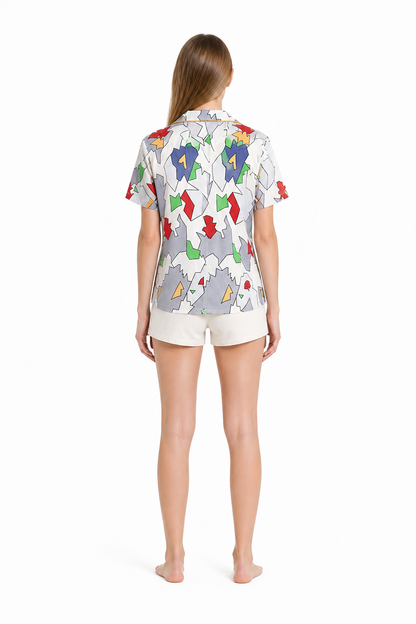 Short-Sleeve Shirt with Geometric Print back view