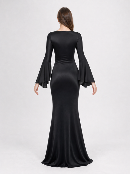 Black Gothic Floor-Length Evening Dress