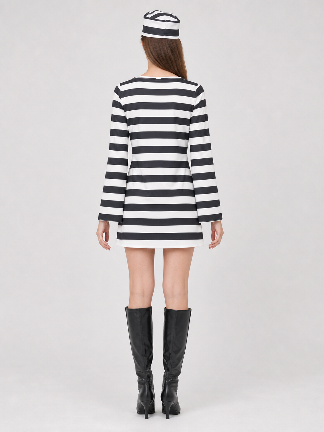 Striped Costume with Hat for Cosplay and Parties