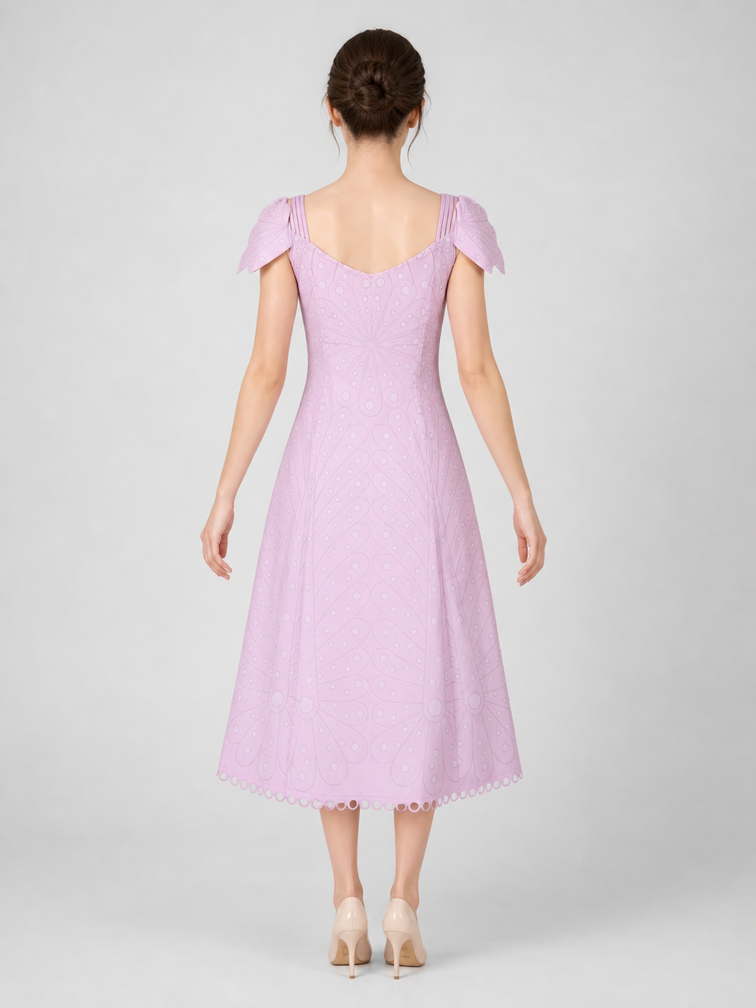 Pink Cosplay Dress with Bow Accents and Pattern
