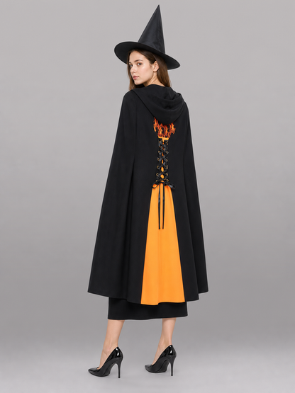 Witch costume with dress and pointed hat
