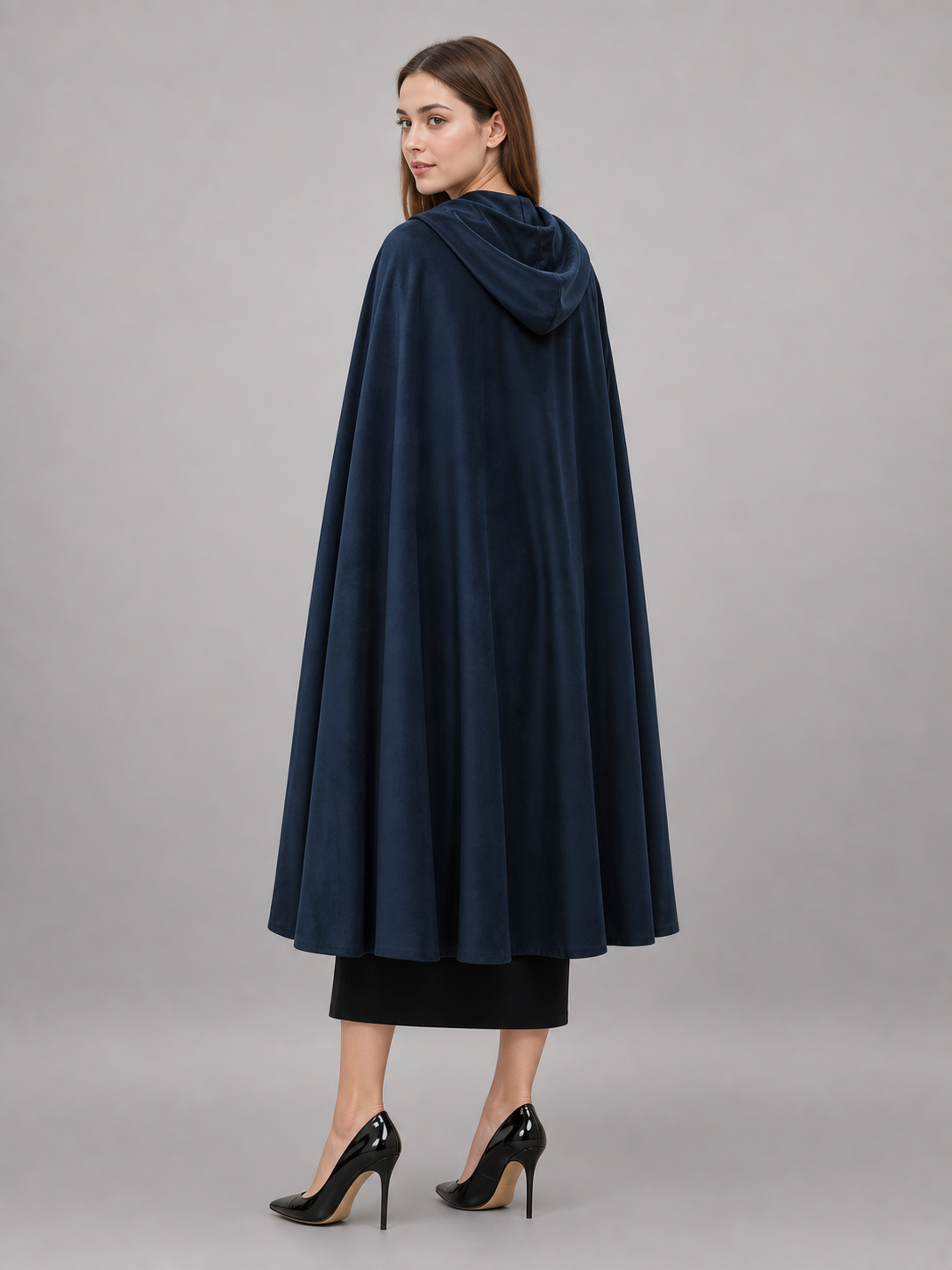 Dark Blue Hooded Costume Cloak