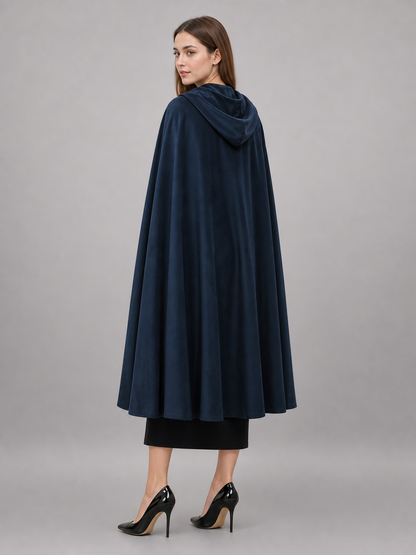 Dark Blue Hooded Costume Cloak