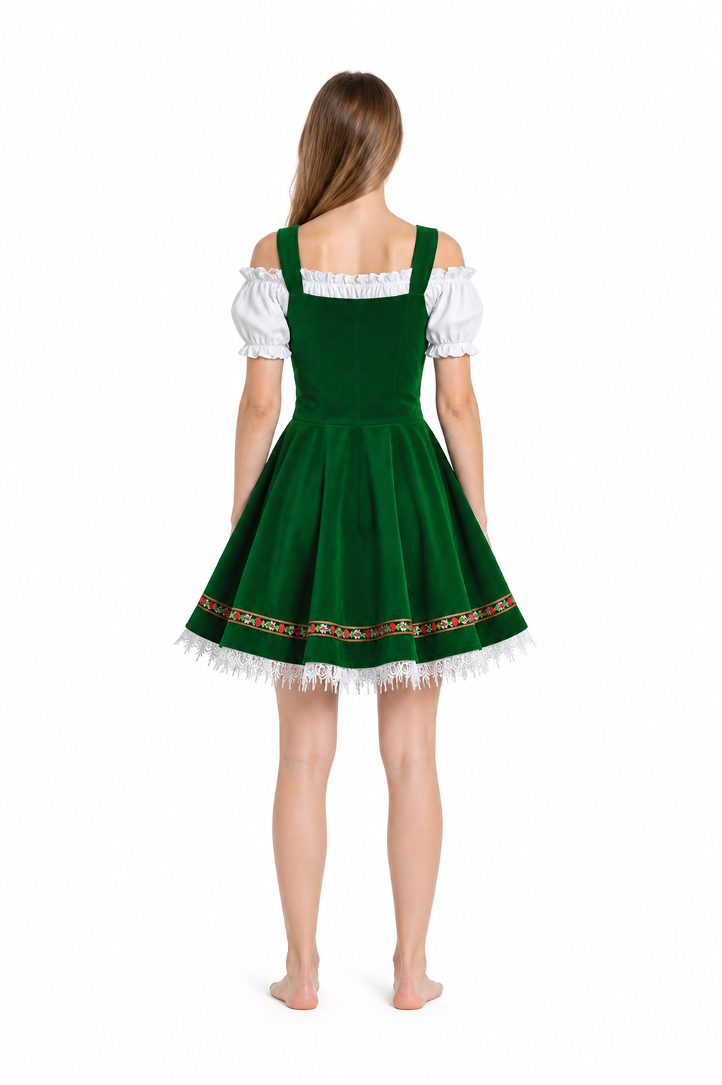 German Folk Costume with Floral Ribbons back view