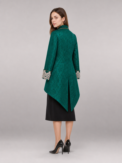 Vintage emerald tailcoat with decorative ornament
