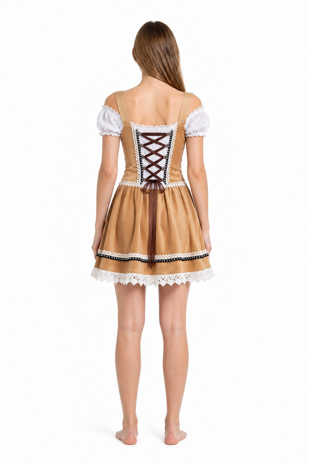 Bavarian Lace-Up Costume with Lace for Oktoberfest back view