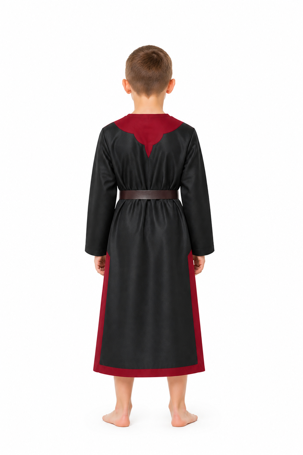 Medieval Black and Red Robe with Belt back view