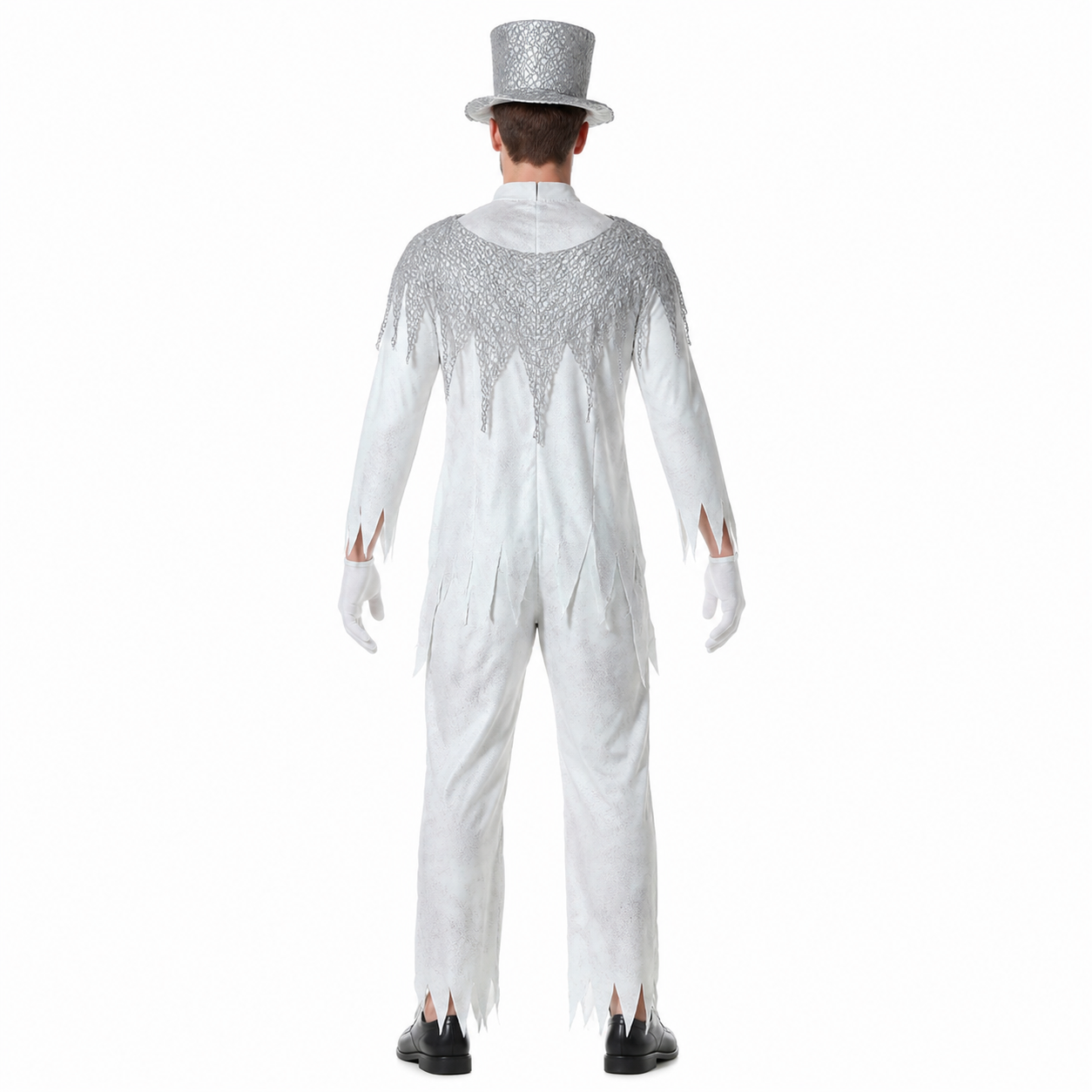 Carnival Jumpsuit with Ragged Edges and Collar back view