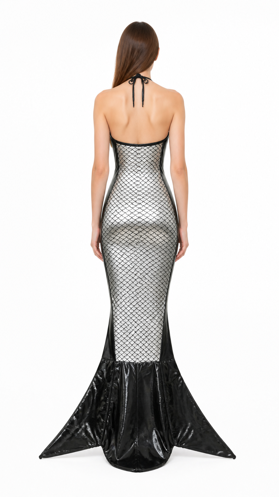 Mermaid Dress with Fish Tail and Scales back view