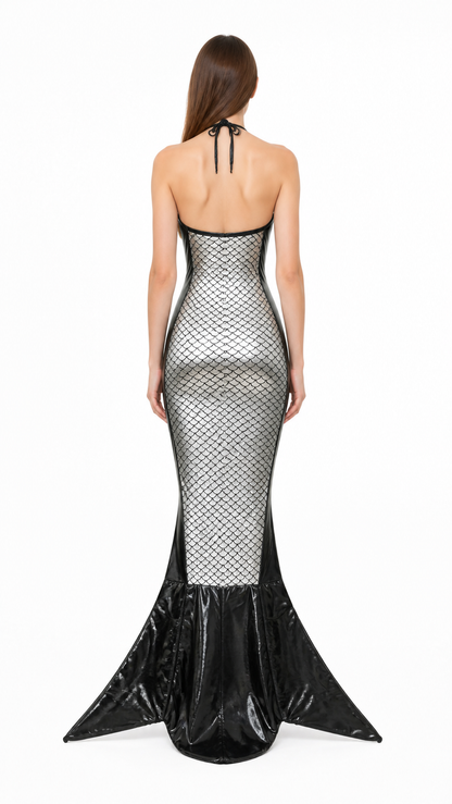 Mermaid Dress with Fish Tail and Scales back view
