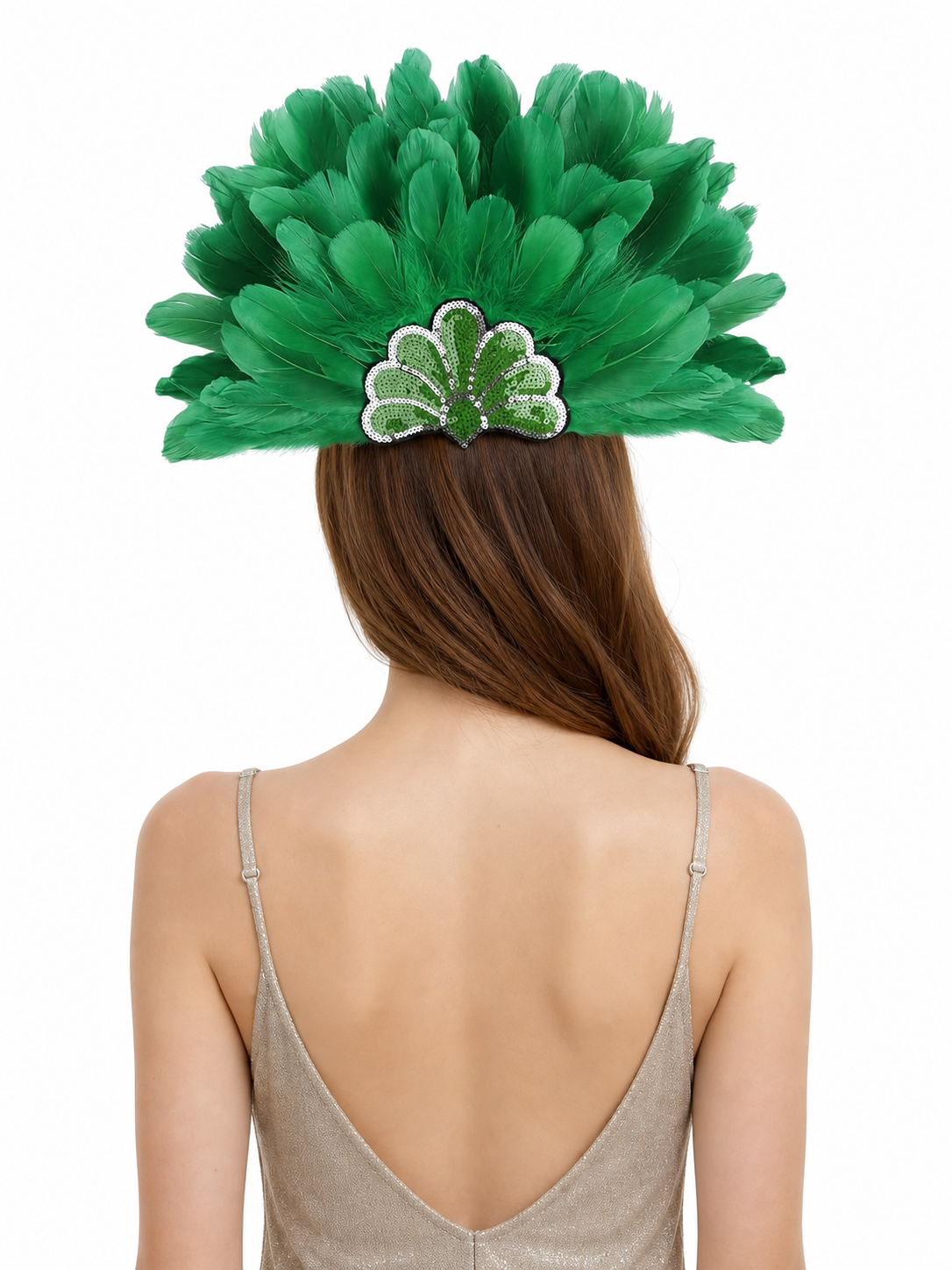 Carnival Headpiece with Green Feathers