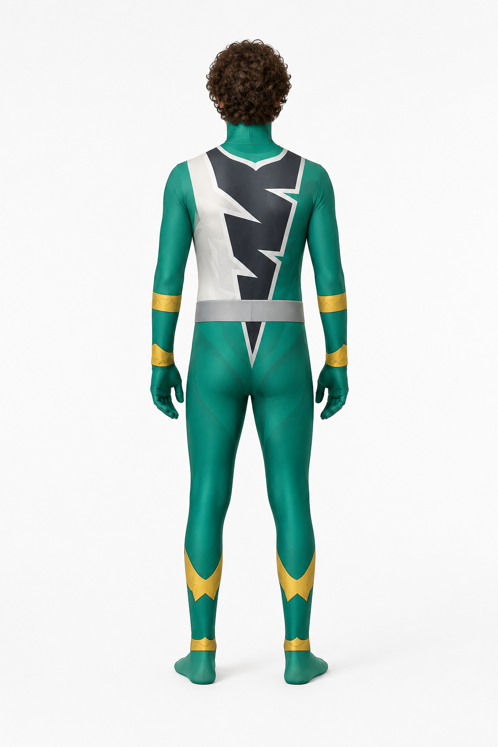 Knight Jumpsuit Costume with Mask and Zipper back view