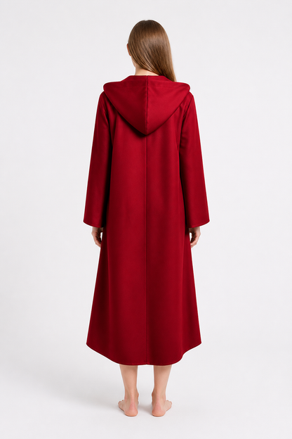 Long Red Loose-Fit Hooded Dress for Cosplay back view