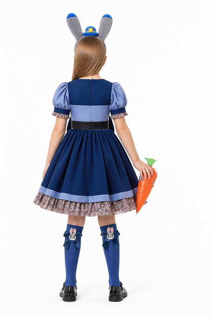 Children’s Rabbit Police Officer Costume with Accessories back view