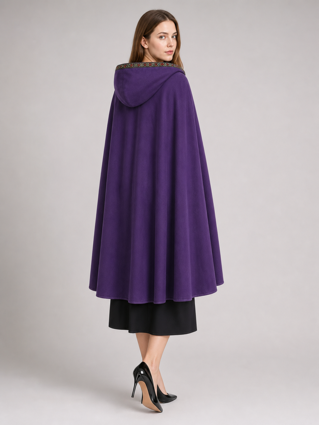 Purple Hooded Velvet Costume Cape product view 41