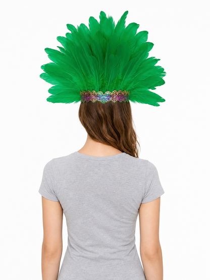 Carnival feather headdress with mask