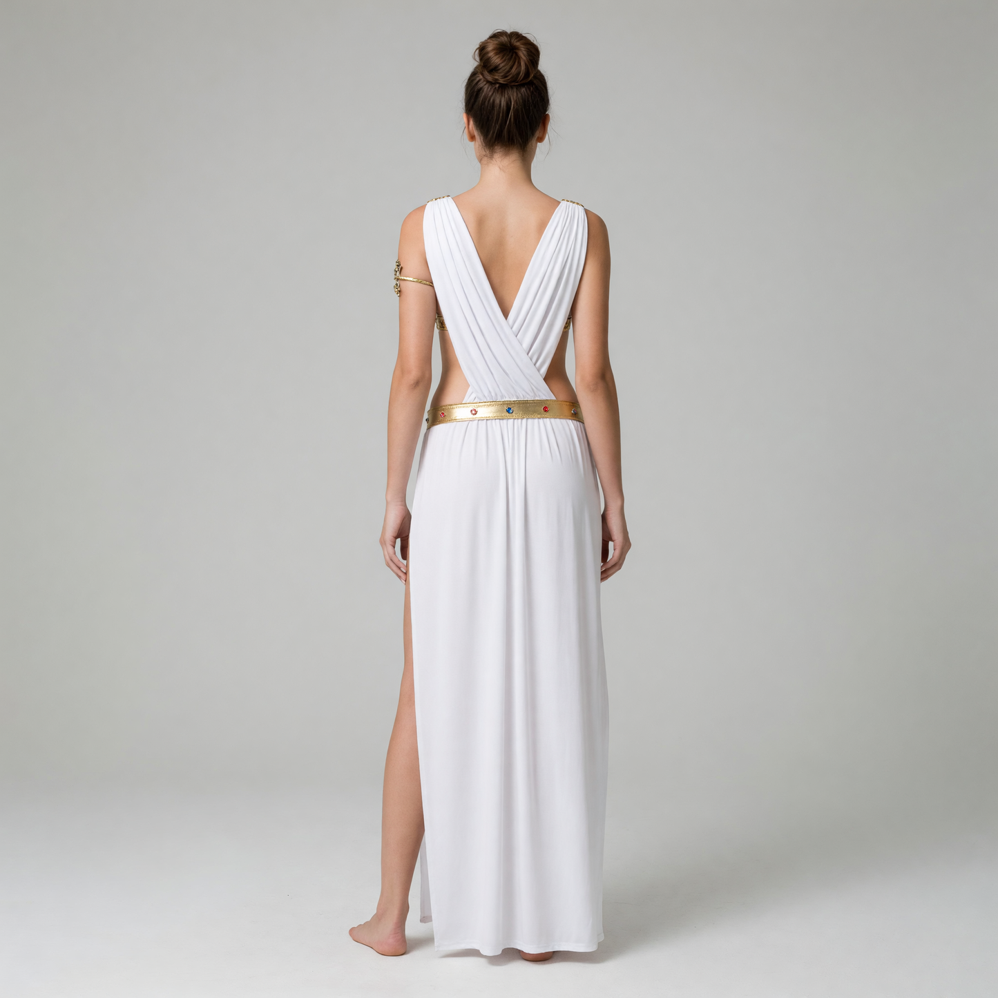 Cleopatra Costume: White Dress with Gold Decoration