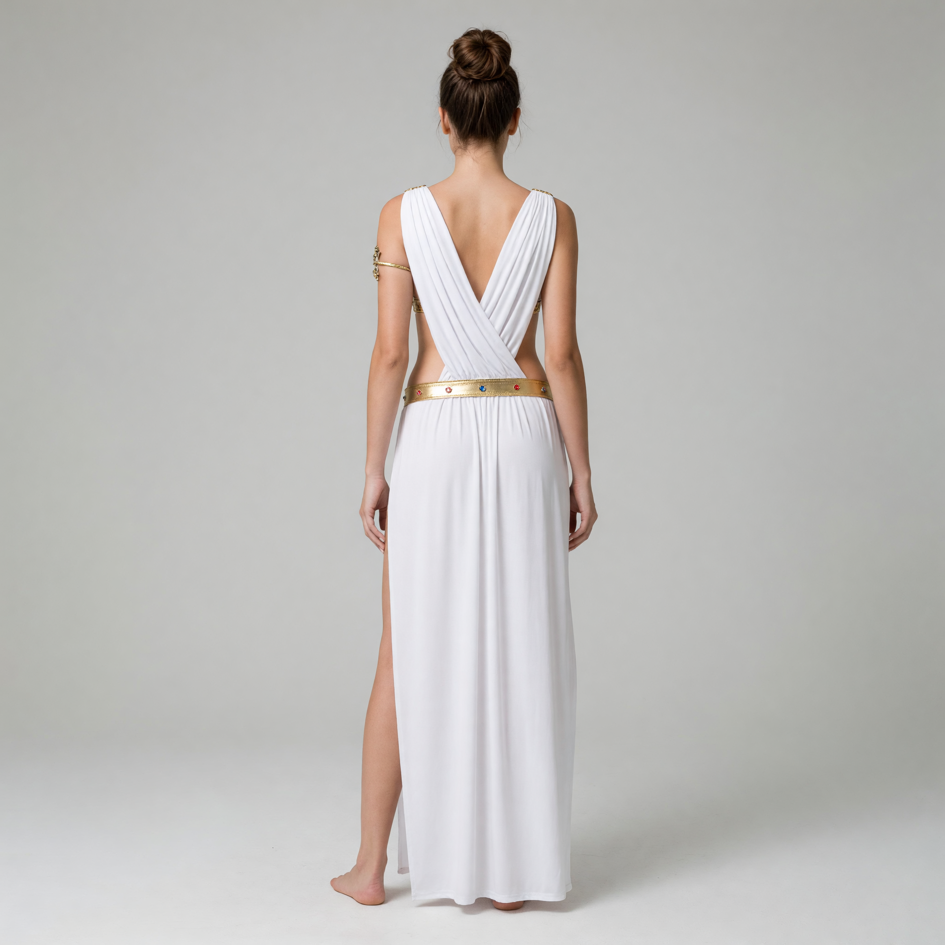 Cleopatra Costume: White Dress with Gold Decoration