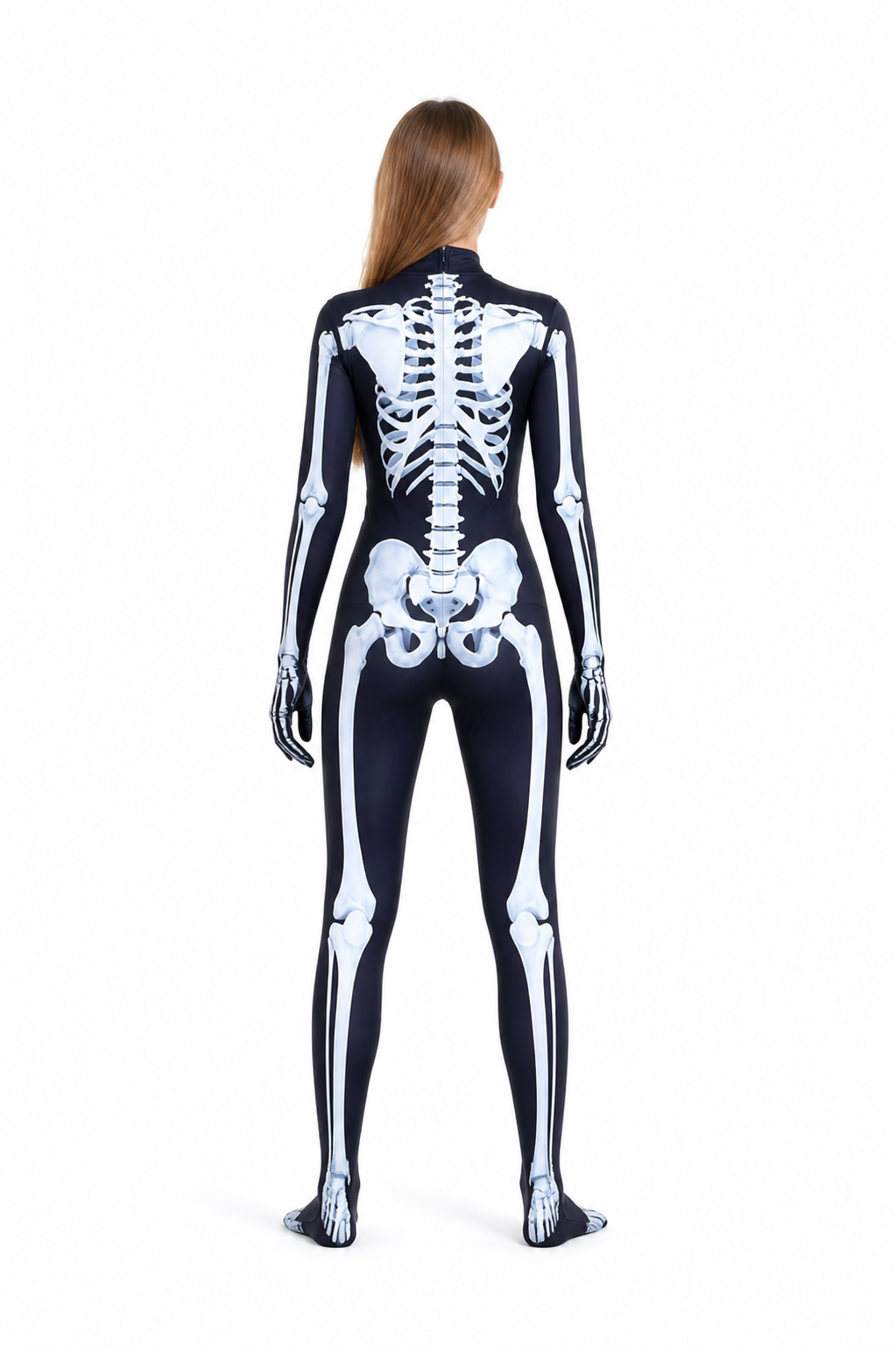 Black Skeleton Jumpsuit with White Print back view