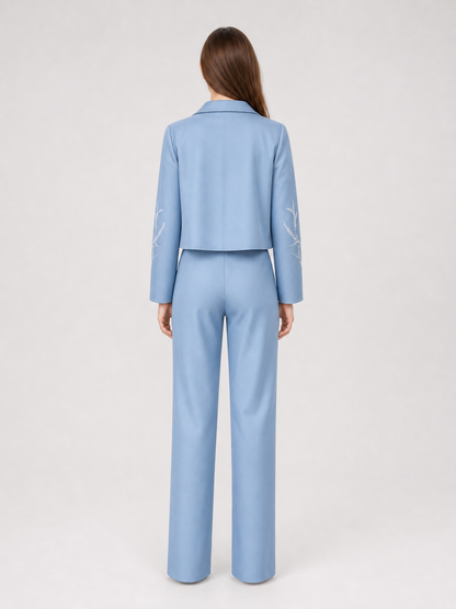 Bruno Three-Piece Suit: Light Blue Blazer, Shirt, and Pants