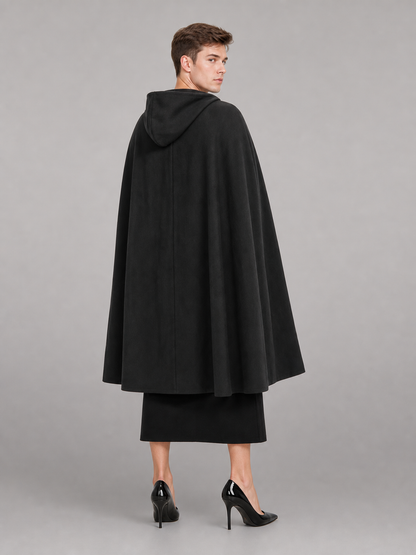 Black Medieval Hooded Costume Cloak