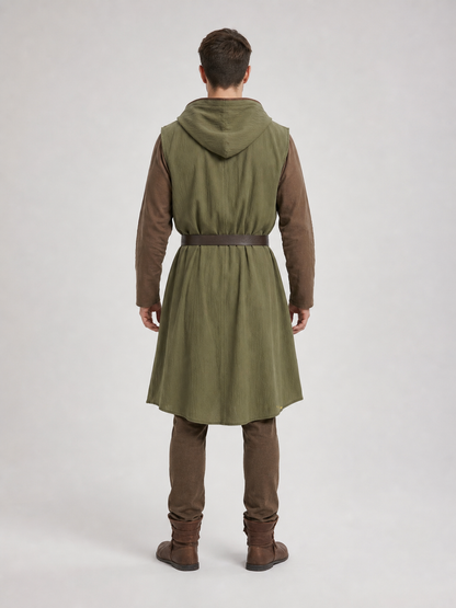 Medieval Cotton-Linen Hooded Tunic