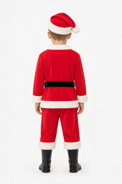 Children's Santa Claus Costume, Red with White Trim back view